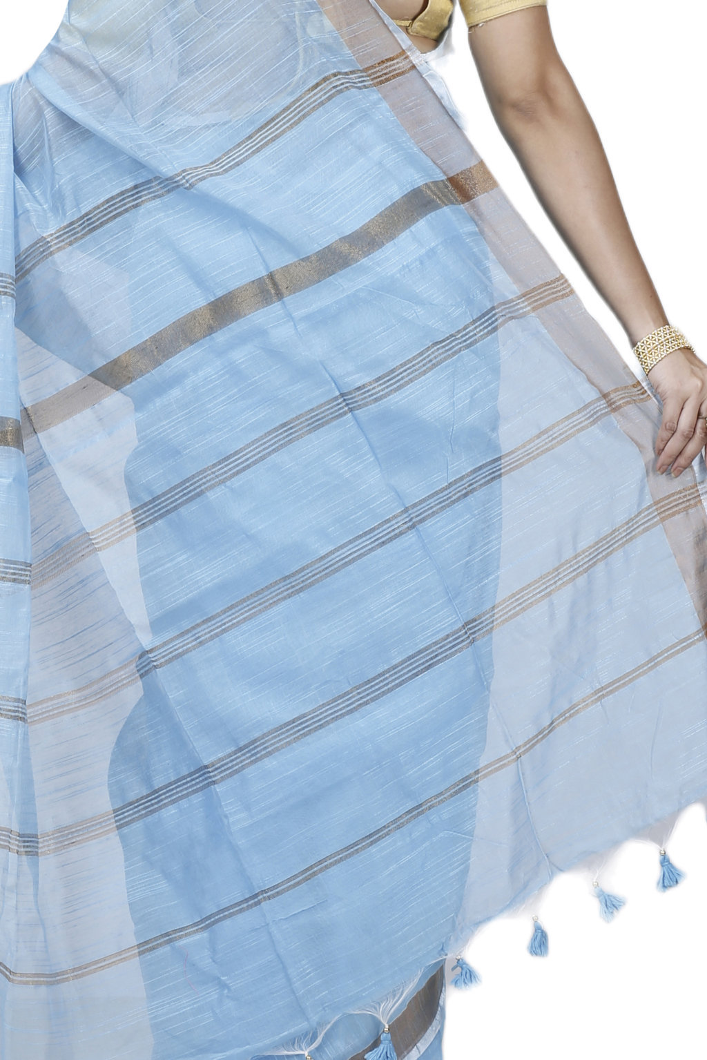 Sky Blue Blended Cotton Toshini Hand Loom Saree (1183)